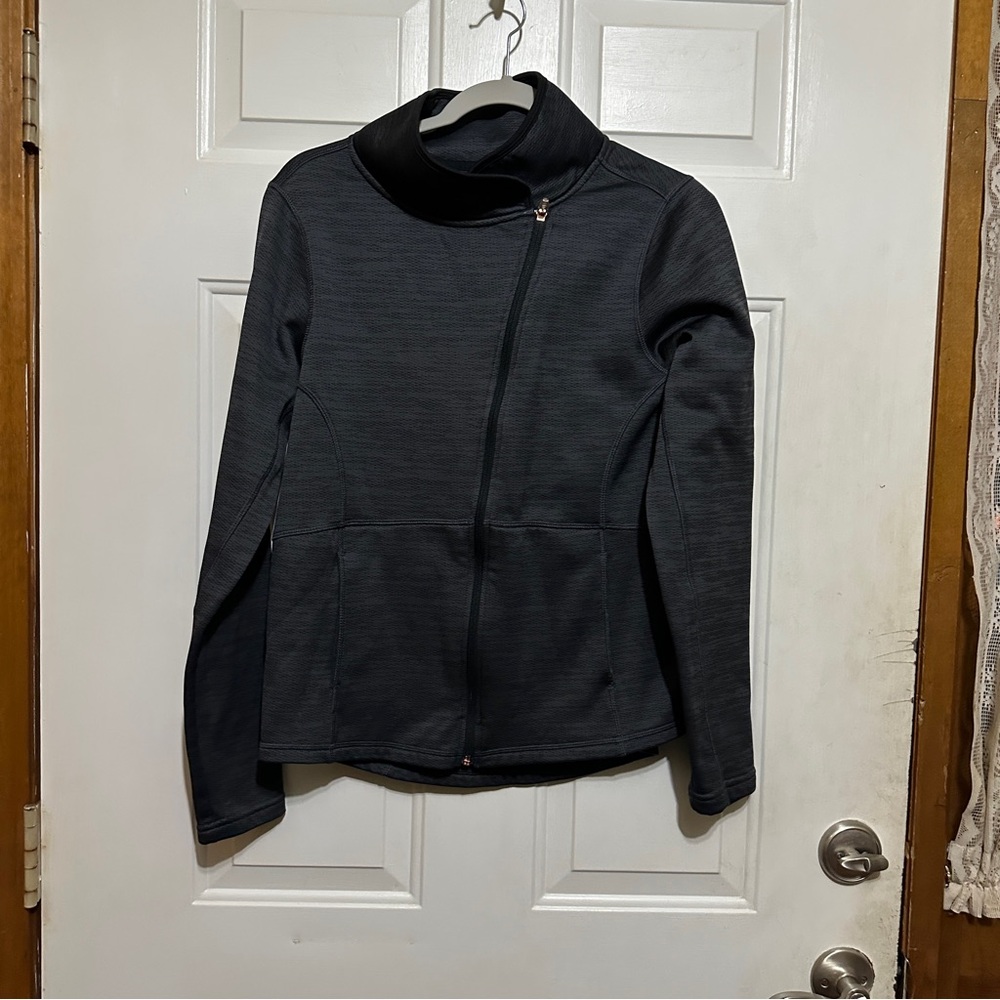 Champion C9 Women's Med Black Asymmetrical Zip Up Sweatshirt Jacket‎ Mock Neck
